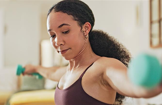 Person working out at home