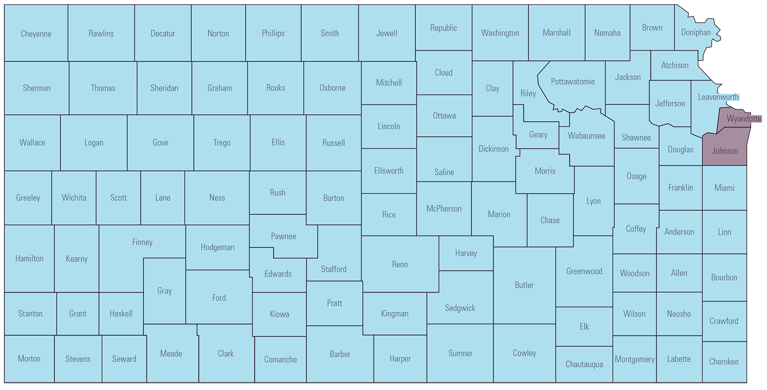 Blue Cross and Blue Shield of Kansas service area map