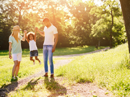 A family having fun in the outdoors