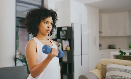 Woman doing bicep curls