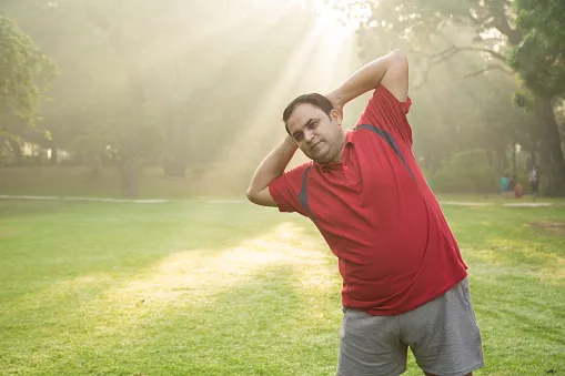 Man stretching chest