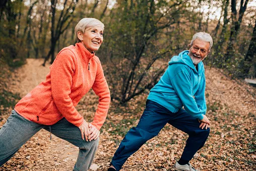 Couple stretching hips