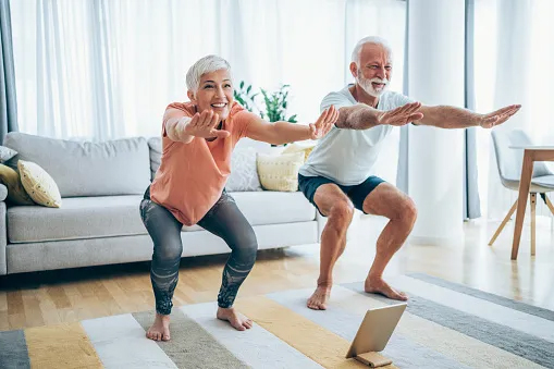 Couple doing squats