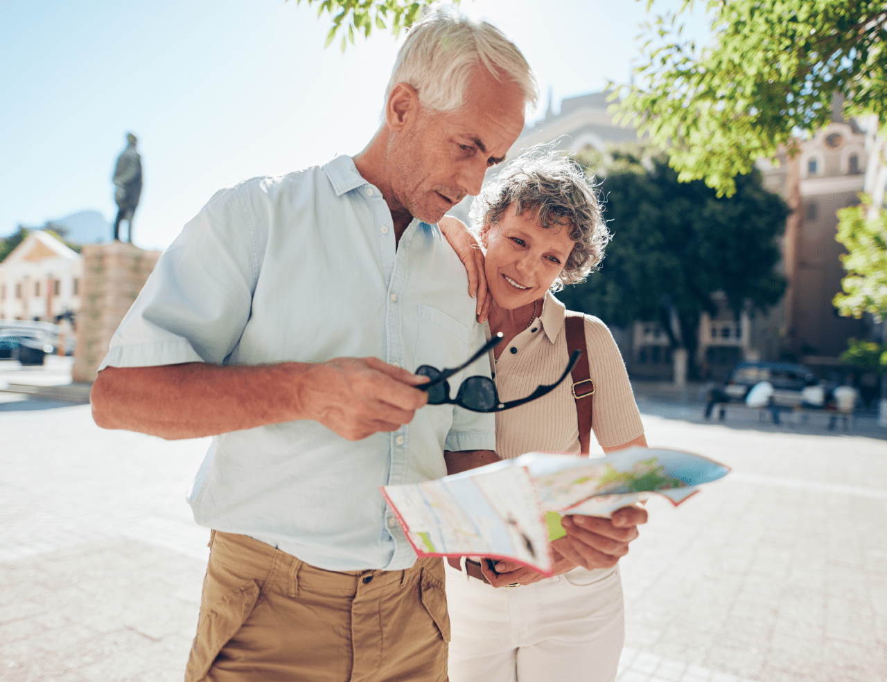 Couple looking at a map