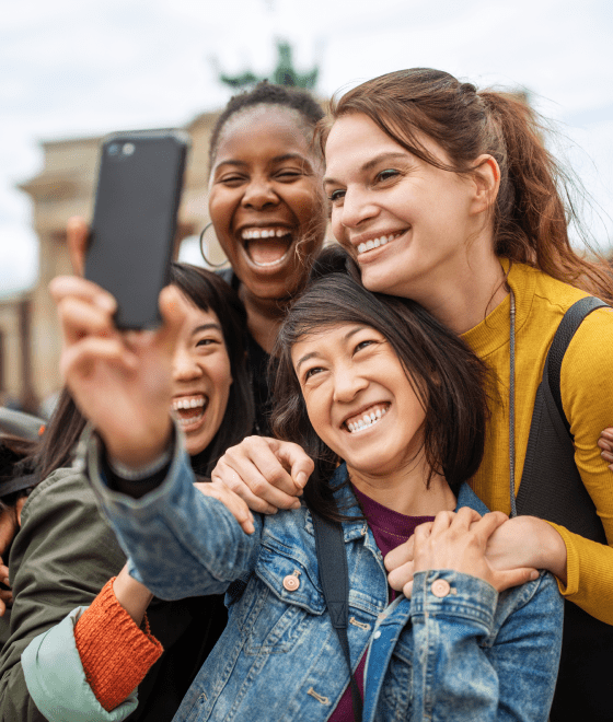 Group of friends traveling