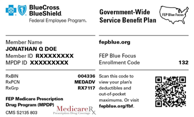 Sample BCBS FEP ID card