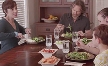 A family eating a healthy meal at home