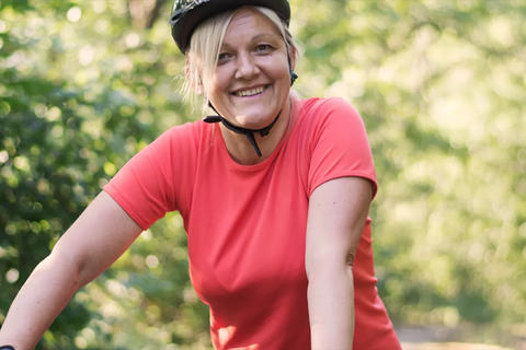 Woman riding bike